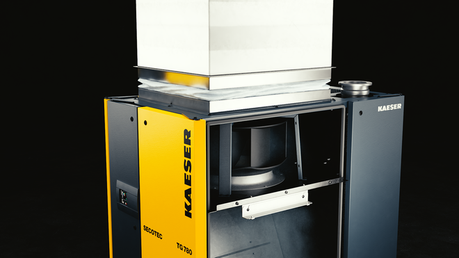 Η καινοτομία του νέου ξηραντή ψυκτικού τύπου SECOTEC είναι ο φυγοκεντρικός ανεμιστήρας.