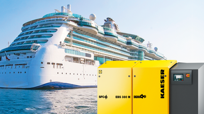 Rotary screw blowers from Kaeser Kompressoren for use on-board ships.